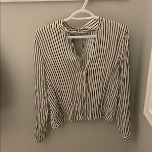Zara stripped Blouse with tie back, Size L